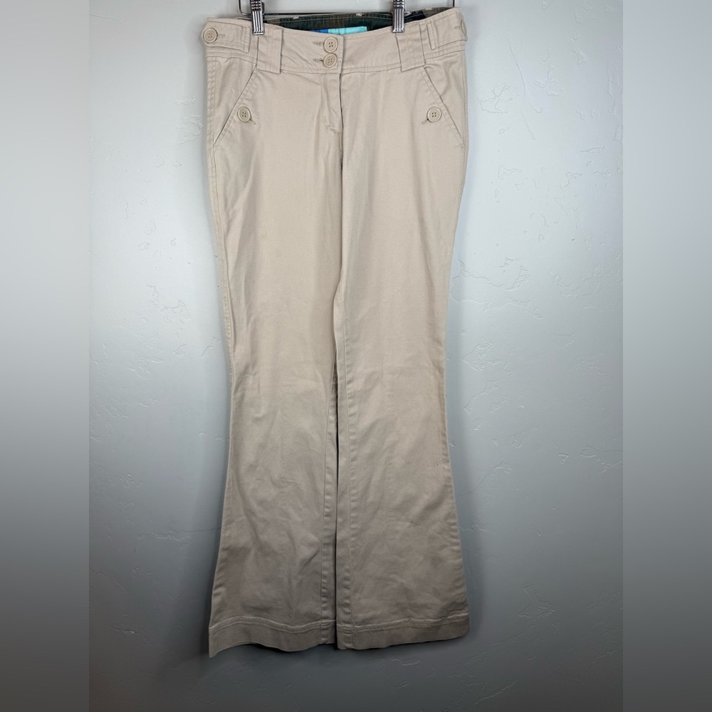 90s Vintage Delias Flare Khakis 100% Cotton Pants Size 5/6 - Picture 2 of 10